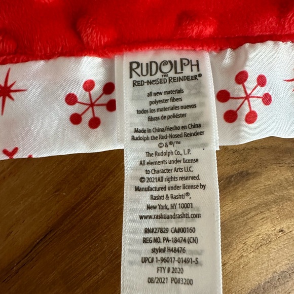 🎄Rudolph the Red-Nose Reindeer Baby Snuggle Blanket w/Rattle 🎄 - Picture 6 of 7